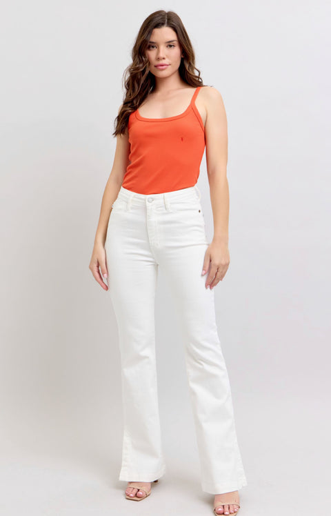 Judy Blue - White Side Slit Slim Boot Cut