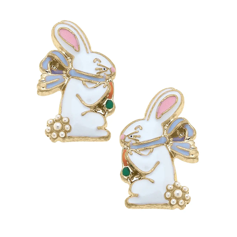 Lovey Bunny Enamel Stud Earrings