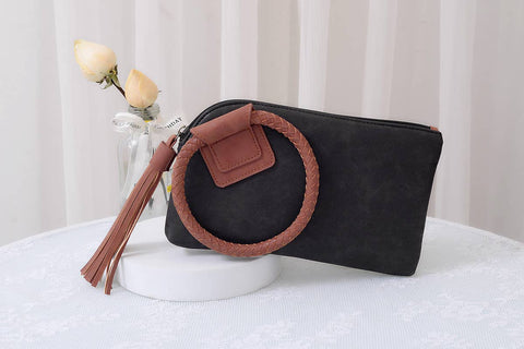 Cuff Handle Tassel Wristlet Clutch