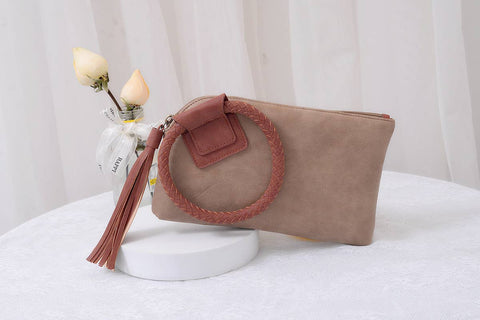 Cuff Handle Tassel Wristlet Clutch