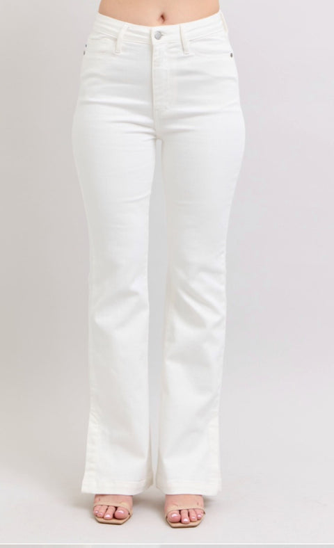 Judy Blue - White Side Slit Slim Boot Cut