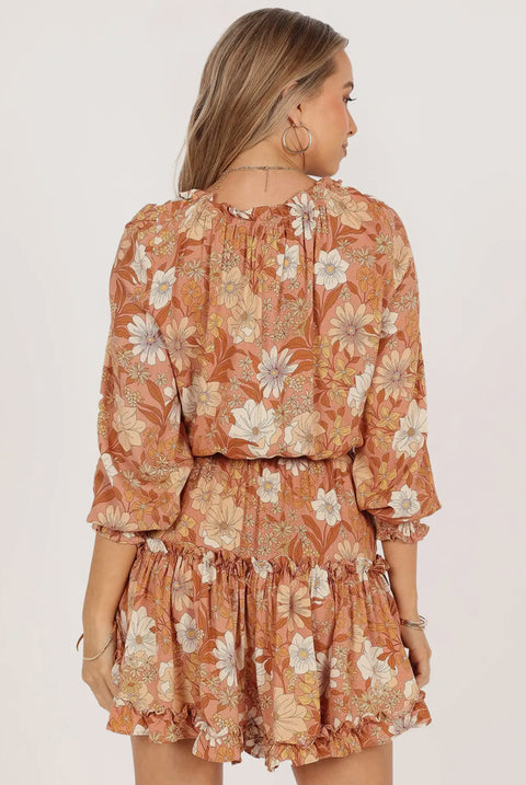 Camel Floral Dress