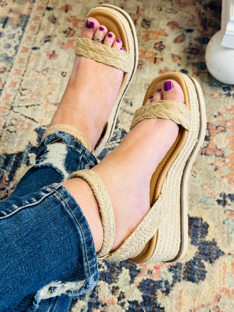 Jute Strap Espadrilles Wedge