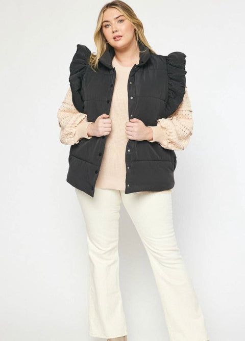 Ruffle Sleeve Padded Vest