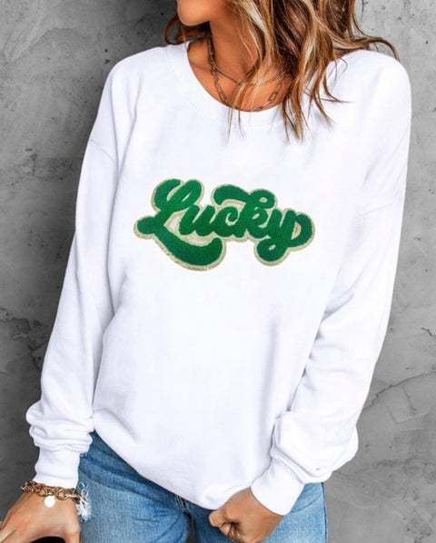 Lucky Shiny Trim Chenille Sweatshirt