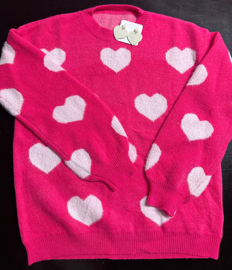 Hot Pink Heart Sweater