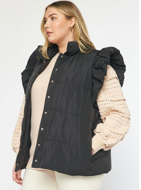 Ruffle Sleeve Padded Vest