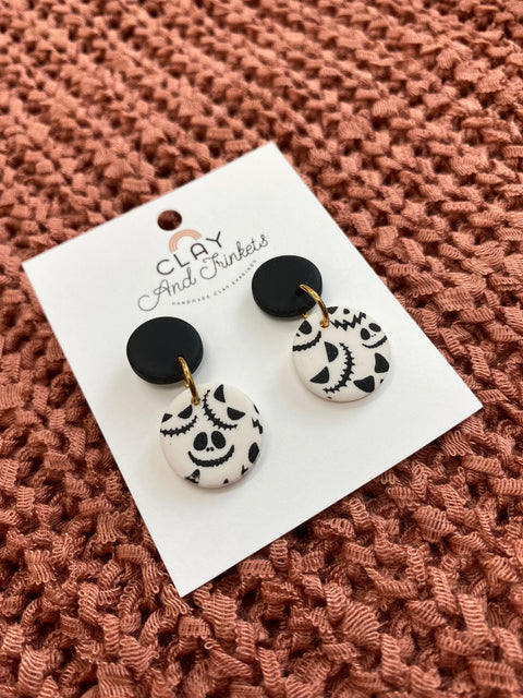 Spooky Faces Circle Earrings