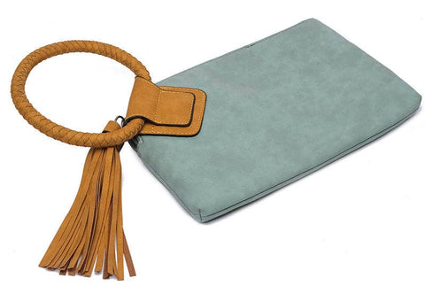 Cuff Handle Tassel Wristlet Clutch