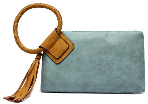 Cuff Handle Tassel Wristlet Clutch
