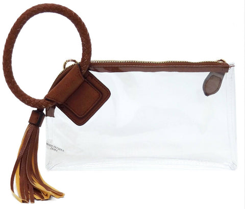 Clear Cuff Handle Tassel Wrislet Clutch
