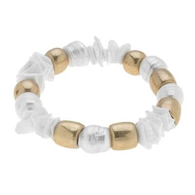 Elle Chunky Freshwater Pearl Stretch Ivory Bracelet