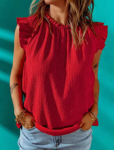 Ruffle Red Short Sleeve