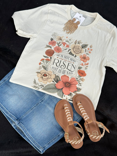 For He Has Risen - Floral T-shirt