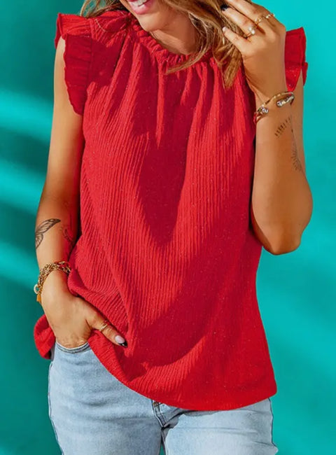 Ruffle Red Short Sleeve