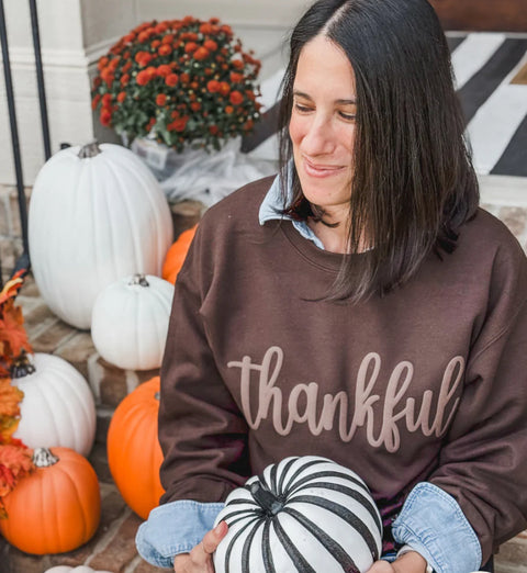 Thankful 3D Puff Print Pullover