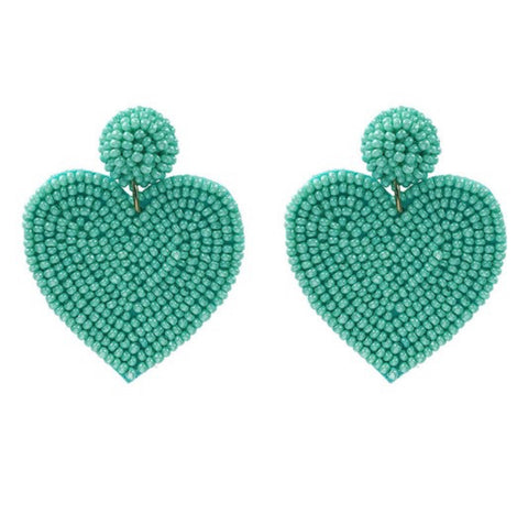Seed Bead Heart Shape Earrings
