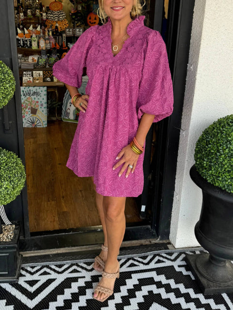 Magenta Lace Patchwork Dress