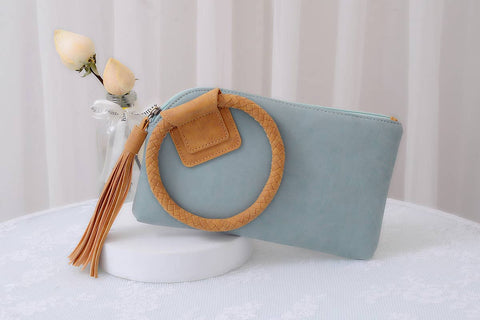 Cuff Handle Tassel Wristlet Clutch