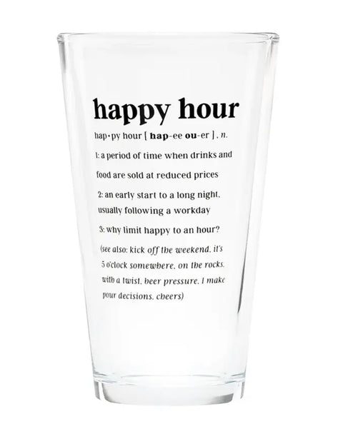 Happy hour pint glass