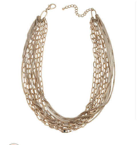 Layered Mixed Metal Chain Necklace